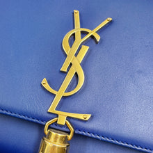 Load image into Gallery viewer, Saint Laurent Blue Calfskin Small Monogram Kate Tassel Bag TWS