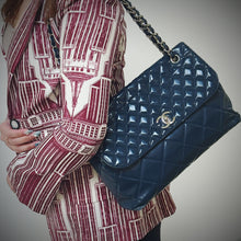 Load image into Gallery viewer, Chanel Quilted In the Business navy blue patent leather Flap bag TWS