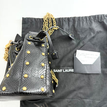 Load image into Gallery viewer, Saint Laurent Snakeskin Studded Anja Bucket Bag