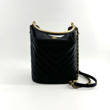 Load image into Gallery viewer, Chanel Bucket Bag Black Lambskin Chevron Quilted With Handle