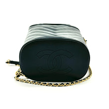 Load image into Gallery viewer, Chanel Bucket Bag Black Lambskin Chevron Quilted With Handle