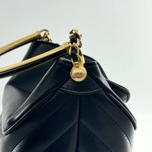 Load image into Gallery viewer, Chanel Bucket Bag Black Lambskin Chevron Quilted With Handle