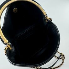 Load image into Gallery viewer, Chanel Bucket Bag Black Lambskin Chevron Quilted With Handle
