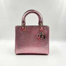 Load image into Gallery viewer, CHRISTIAN DIOR Metallic Pink Microcannage Leather Medium Lady Dior Tote TWS