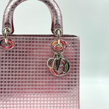 Load image into Gallery viewer, CHRISTIAN DIOR Metallic Pink Microcannage Leather Medium Lady Dior Tote TWS