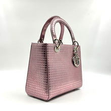 Load image into Gallery viewer, CHRISTIAN DIOR Metallic Pink Microcannage Leather Medium Lady Dior Tote TWS