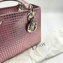 Load image into Gallery viewer, CHRISTIAN DIOR Metallic Pink Microcannage Leather Medium Lady Dior Tote TWS