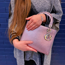 Load image into Gallery viewer, CHRISTIAN DIOR Metallic Pink Microcannage Leather Medium Lady Dior Tote TWS