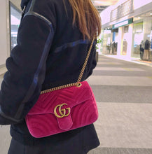 Load image into Gallery viewer, Gucci Pink Velvet GG Marmont Mini Metelasse Two-way Bag TWS