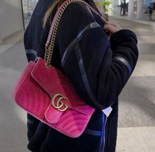Load image into Gallery viewer, Gucci Pink Velvet GG Marmont Mini Metelasse Two-way Bag TWS