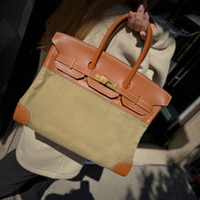 Load image into Gallery viewer, Hermes Brikin 35 Brown Epsom Olivia Canvas Gold Year2016