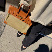 Load image into Gallery viewer, Hermes Brikin 35 Brown Epsom Olivia Canvas Gold Year2016