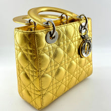Load image into Gallery viewer, Dior Metallic Grained Calfskin Cannage Small Lucky Badges My Lady Dior Gold
