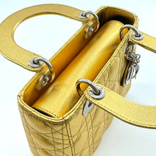 Load image into Gallery viewer, Dior Metallic Grained Calfskin Cannage Small Lucky Badges My Lady Dior Gold