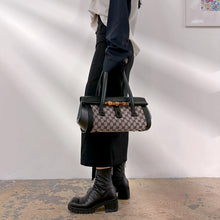 Load image into Gallery viewer, Gucci GG Monogram Canvas Bamboo Lock shoulder Satchel Bag TWS