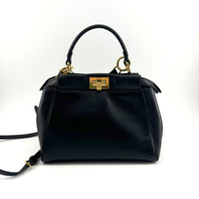 Load image into Gallery viewer, Fendi Black &amp; Gold Mini Peekaboo Leather Bag TWS
