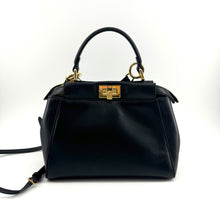 Load image into Gallery viewer, Fendi Black & Gold Mini Peekaboo Leather Bag TWS