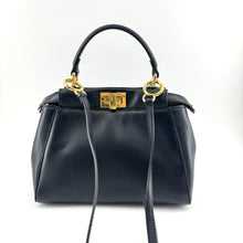 Load image into Gallery viewer, Fendi Black & Gold Mini Peekaboo Leather Bag TWS