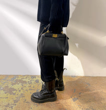 Load image into Gallery viewer, Fendi Black & Gold Mini Peekaboo Leather Bag TWS