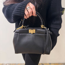 Load image into Gallery viewer, Fendi Black & Gold Mini Peekaboo Leather Bag TWS