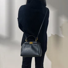 Load image into Gallery viewer, Fendi Black & Gold Mini Peekaboo Leather Bag TWS