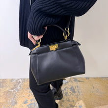 Load image into Gallery viewer, Fendi Black & Gold Mini Peekaboo Leather Bag TWS