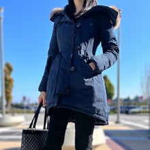 Load image into Gallery viewer, MONCLER Arriette Fur-trim Puffer Coat in Blue TWS