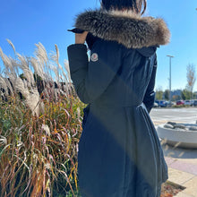 Load image into Gallery viewer, MONCLER Arriette Fur-trim Puffer Coat in Blue TWS