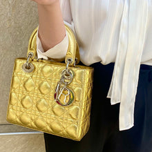 Load image into Gallery viewer, Dior Metallic Grained Calfskin Cannage Small Lucky Badges My Lady Dior Gold