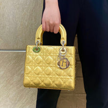 Load image into Gallery viewer, Dior Metallic Grained Calfskin Cannage Small Lucky Badges My Lady Dior Gold