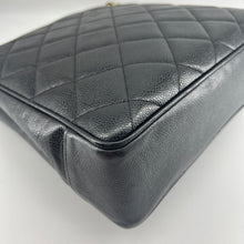 Load image into Gallery viewer, CHANEL CC Black Caviar Quilted Gold Hardware Chain Carryall Shopper Tote Bag