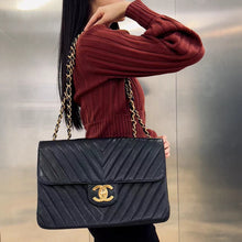 Load image into Gallery viewer, Chanel Black Chevron Shoulder Bag