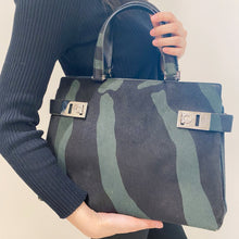 Load image into Gallery viewer, Ferragamo Black and Grey Horsehair Bag