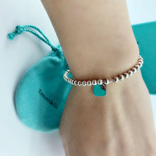 Load image into Gallery viewer, Tiffany Blue Heart Tag Bead Bracelet
