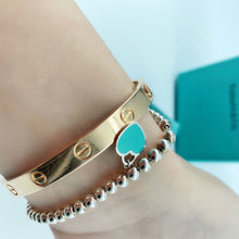 Load image into Gallery viewer, Tiffany Blue Heart Tag Bead Bracelet