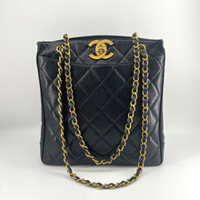 Load image into Gallery viewer, CHANEL CC Black Caviar Quilted Gold Hardware Chain Carryall Shopper Tote Bag