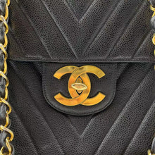 Load image into Gallery viewer, Chanel Black Chevron Shoulder Bag