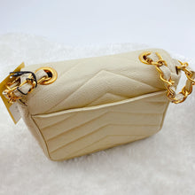 Load image into Gallery viewer, Chanel Cream Vintage Caviar Leather V Stitch Shoulder Bag
