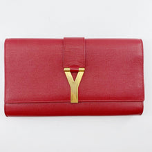 Load image into Gallery viewer, Yves Saint Laurent Red Textured Leather Y-ligne Clutch