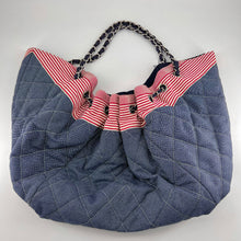 Load image into Gallery viewer, Chanel Vintage Denim Quilted Drawstring Hobo Shoulder Tote Bag