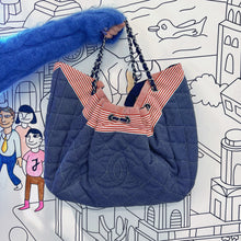 Load image into Gallery viewer, Chanel Vintage Denim Quilted Drawstring Hobo Shoulder Tote Bag