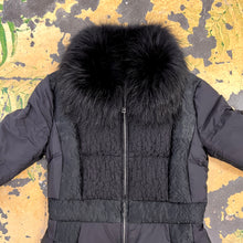 Load image into Gallery viewer, Prada Black Ladies Puffer with Blue Fox Collar