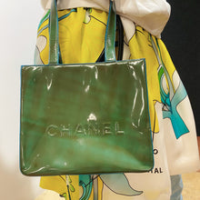 Load image into Gallery viewer, Chanel Green Patent Leather Tote Bag