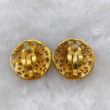 Load image into Gallery viewer, Chanel Perforated Logo Clip Earrings 1980's