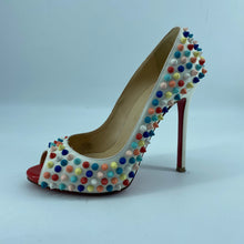 Load image into Gallery viewer, Christian Loubotin multicolor rivet high heels