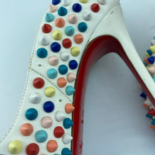 Load image into Gallery viewer, Christian Loubotin multicolor rivet high heels