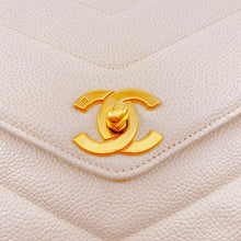 Load image into Gallery viewer, Chanel Cream Vintage Caviar Leather V Stitch Shoulder Bag