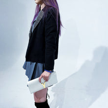 Load image into Gallery viewer, Yves Saint Laurent White Textured Leather Y-ligne Clutch