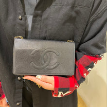 Load image into Gallery viewer, Chanel caviar leather double c logo wallet on chain