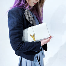 Load image into Gallery viewer, Yves Saint Laurent White Textured Leather Y-ligne Clutch